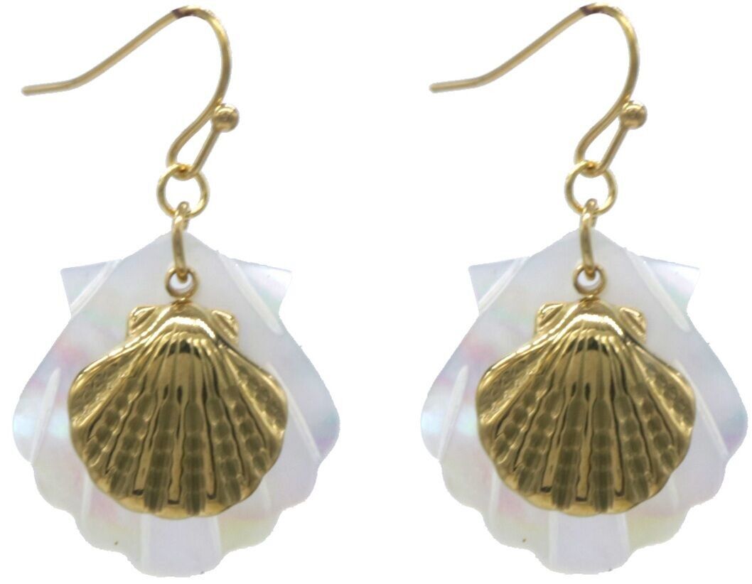 B-C4.3 E1033-005G S.Orecchini in acciaio MOP Shell - 4 cm