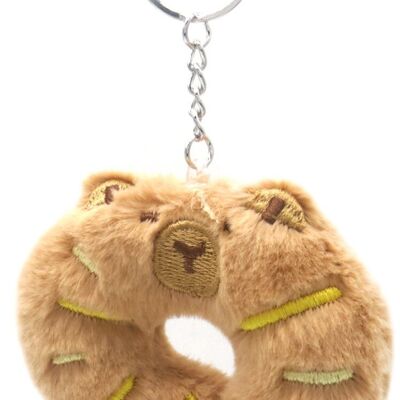 H-A19.2 KY2555-007 Plush Keychain Capybara Bagel 8x7cm