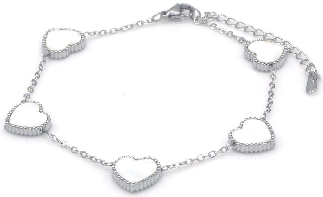 F-F4.2 ANK1033-003S S.Stahl Fußkettchen Herzen MOP