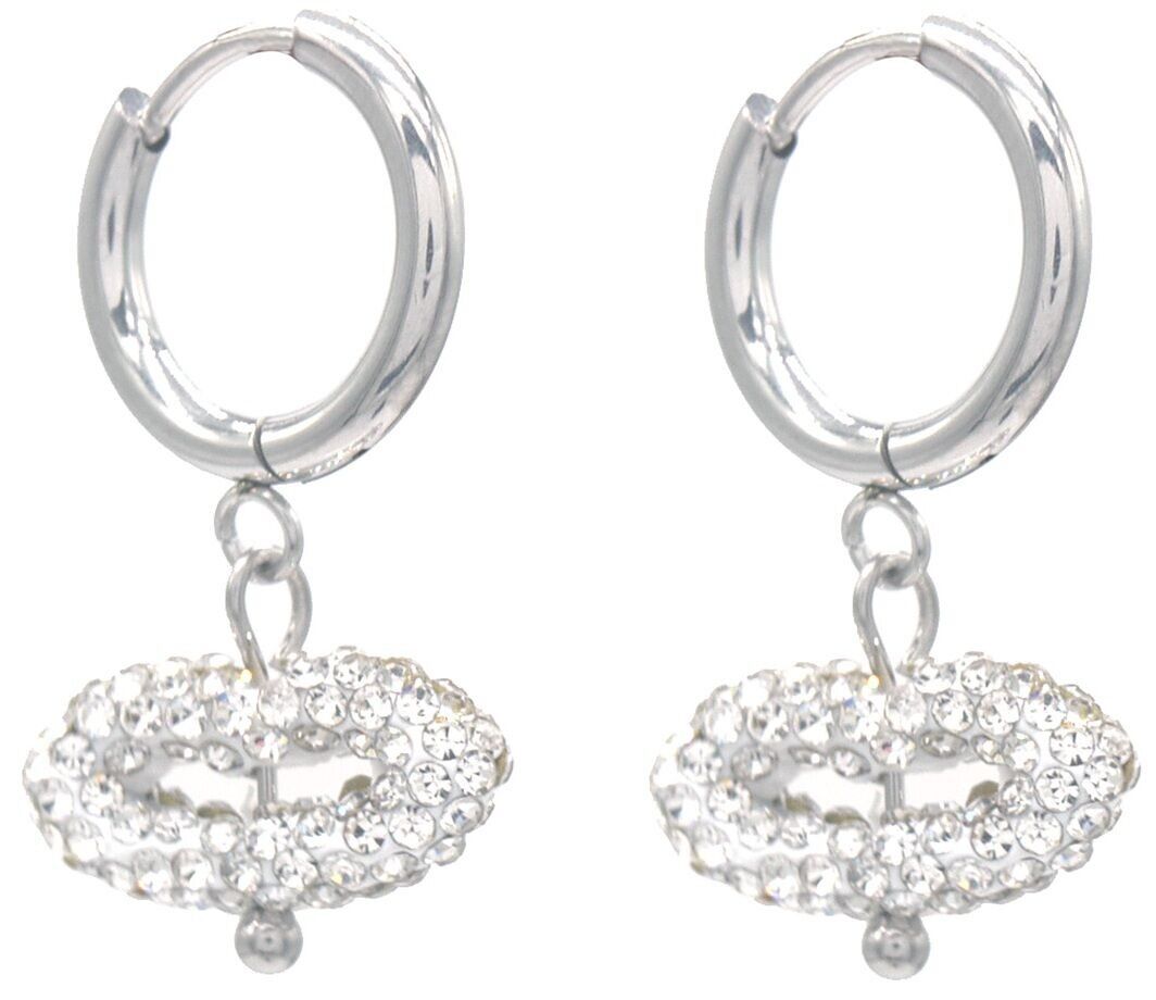 F-F17.5 E1033-002S-1 S. Stahlohrringe Kristalle Kiss 2.5x1.5cm