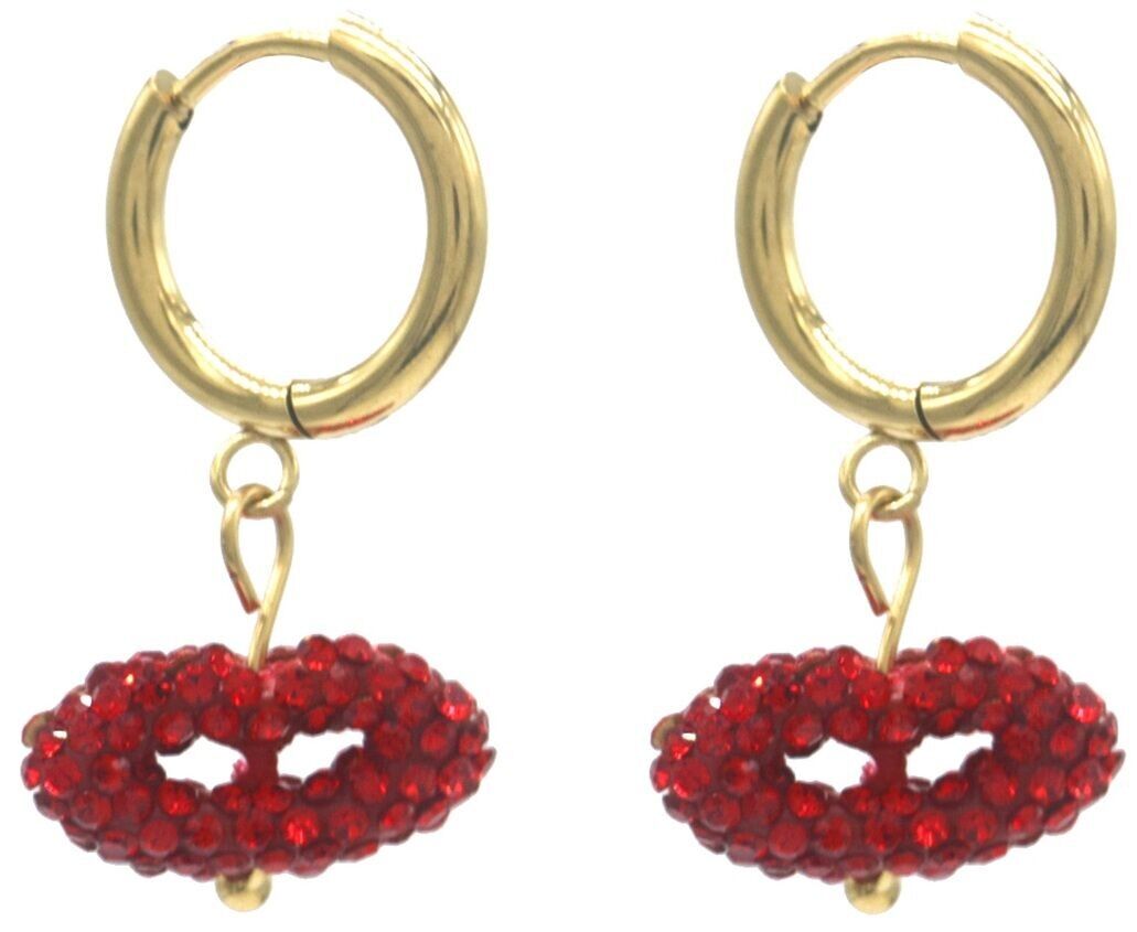 F-F4.5 E1033-002G-2 S. Stahlohrringe Kristalle Kiss 2.5x1.5cm