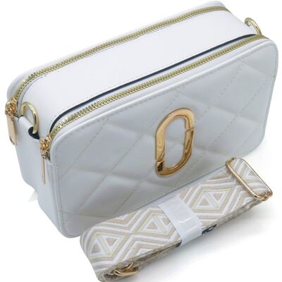 T-H8.2 BAG908-001-4 PU Shoulder Bag 22x12.5x8cm White