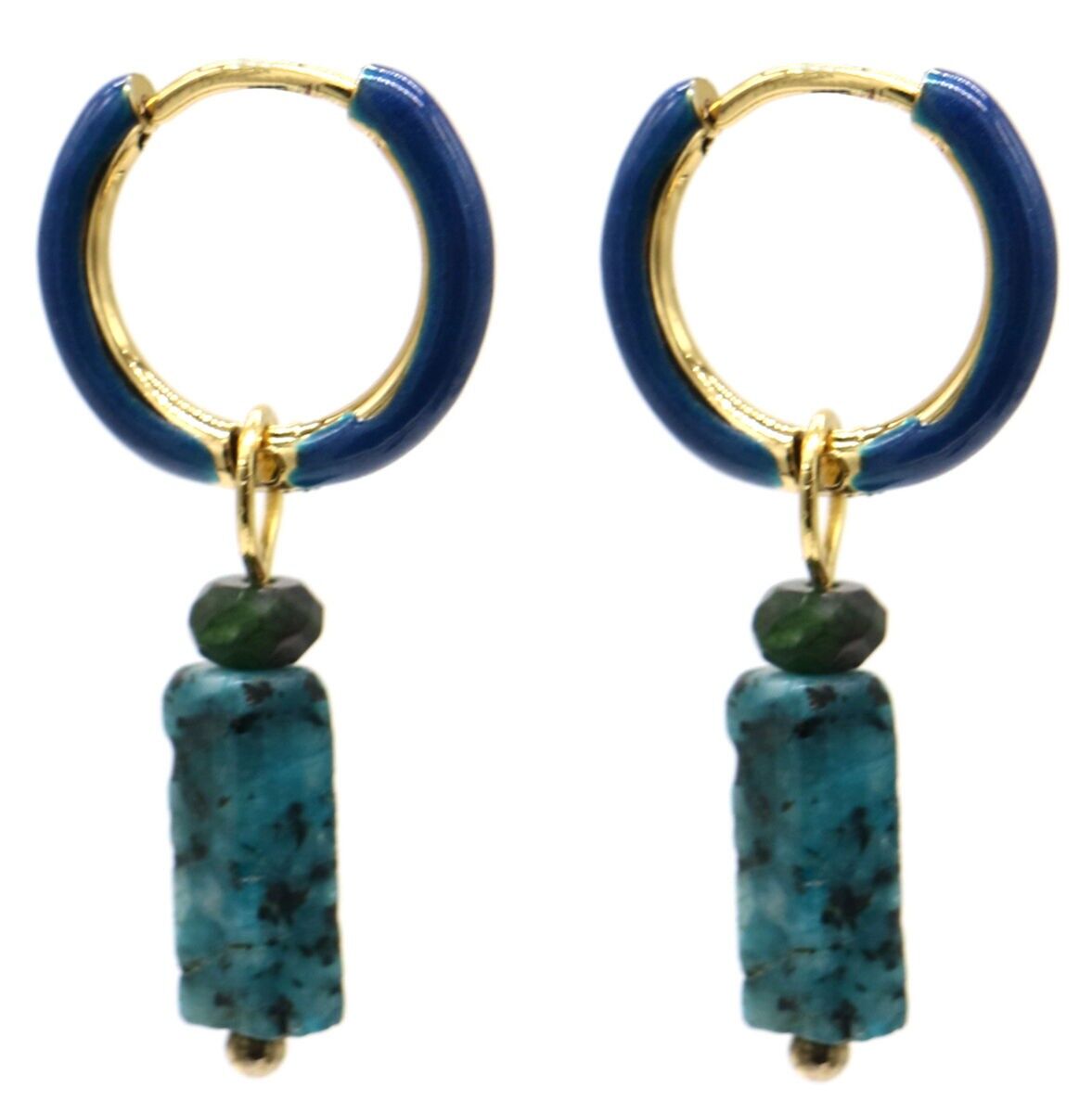 C-E20.1 E2142-027G Ohrringe aus Edelstahl, 1 x 2,5 cm, blauer Gneis