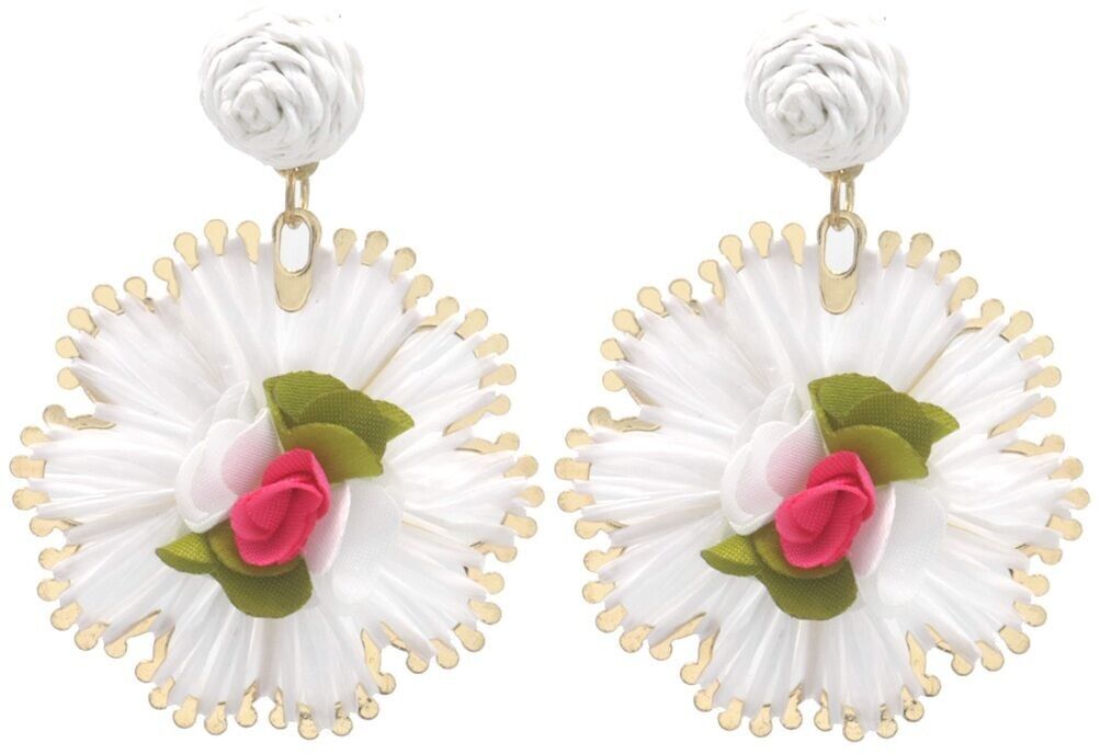 I-C6.2 E1028-003-1 Statement-Ohrringe Blumen 6x4.5cm Weiß