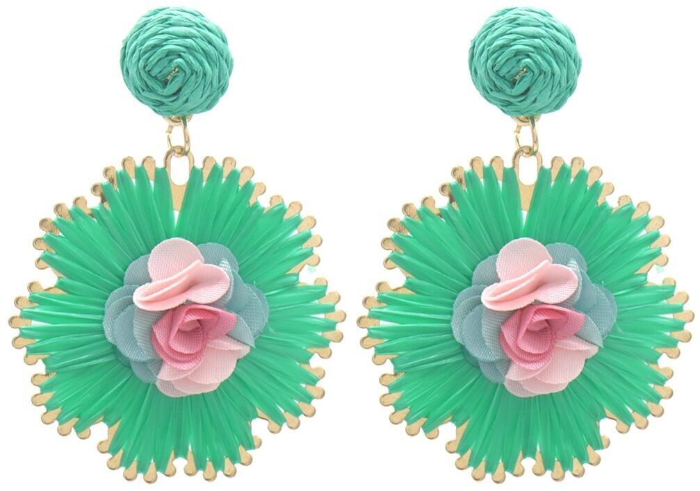 I-E7.1 E1028-003-2 Statement-Ohrringe Blumen 6x4.5cm Blau