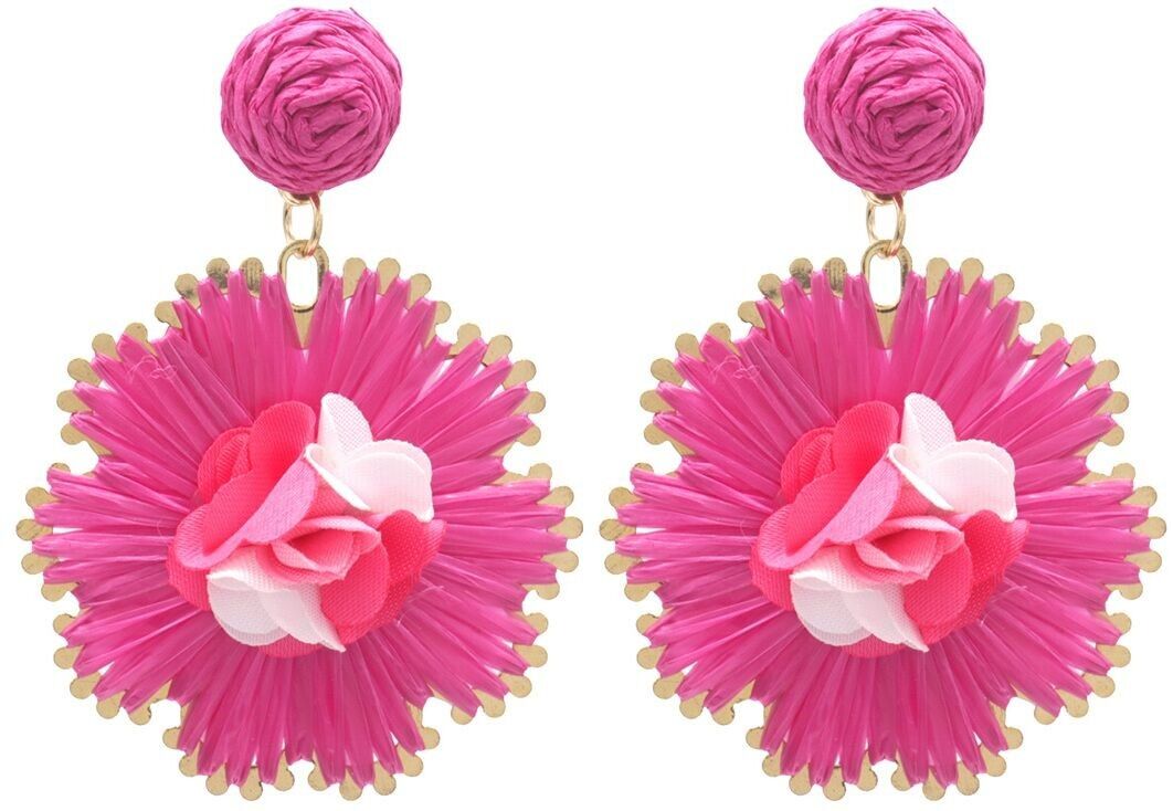 I-D18.1 E1028-003-3 Statement-Ohrringe Blumen 6x4.5 cm Rosa