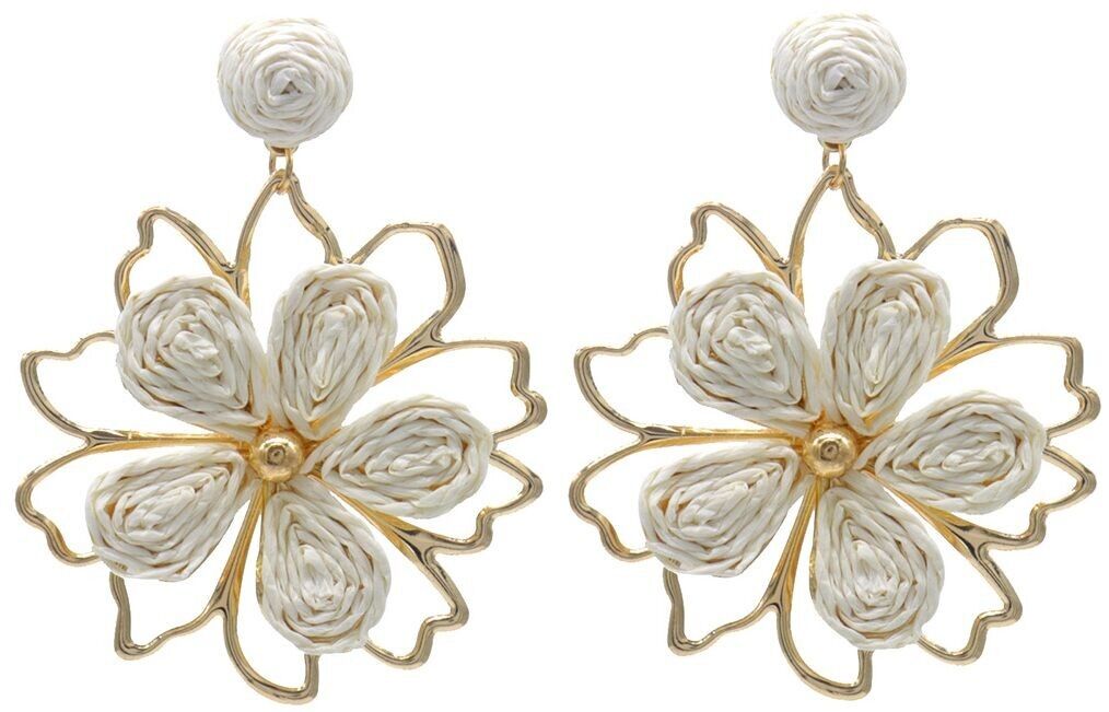 H-D10.2 E1028-005-1 Statement Ohrringe Blume 7x6cm Weiß