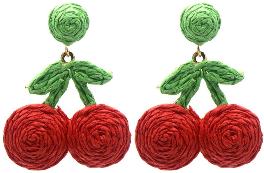 J-F3.1 E1028-004-3 Statement-Ohrringe Kirschen 5.5x4cm Rot