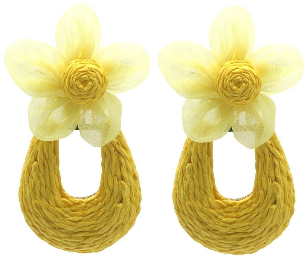 H-F21.3 E1028-006-1 Statement-Ohrringe Blume 6.5x4cm Gelb