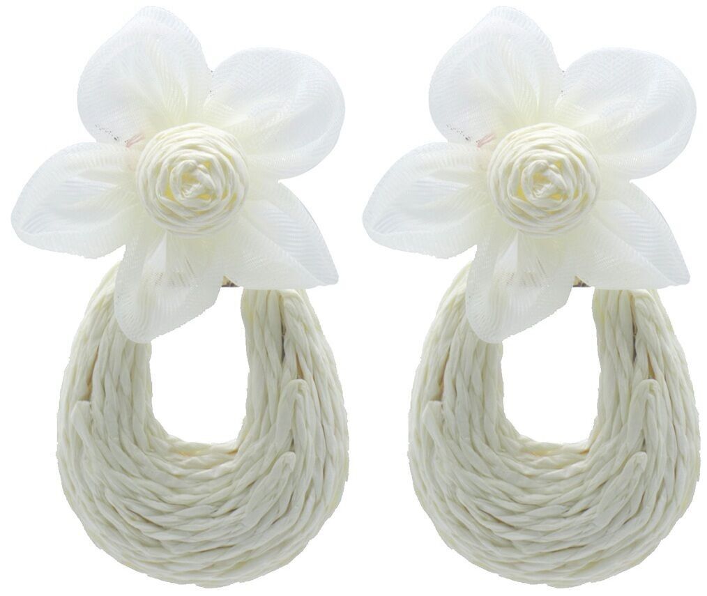 G-E16.1 E1028-006-2 Statement-Ohrringe Blume 6.5x4cm Weiß