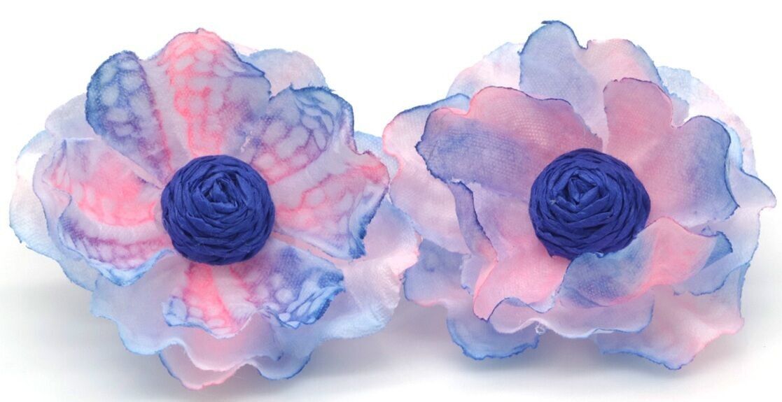 I-A19.1 E1028-008-1 Statement-Ohrringe Blume 5.5cm Blau