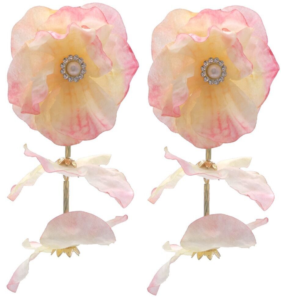 J-A7.1 E1028-010-1 Statement-Ohrringe Blumen 9.5x5cm Rosa