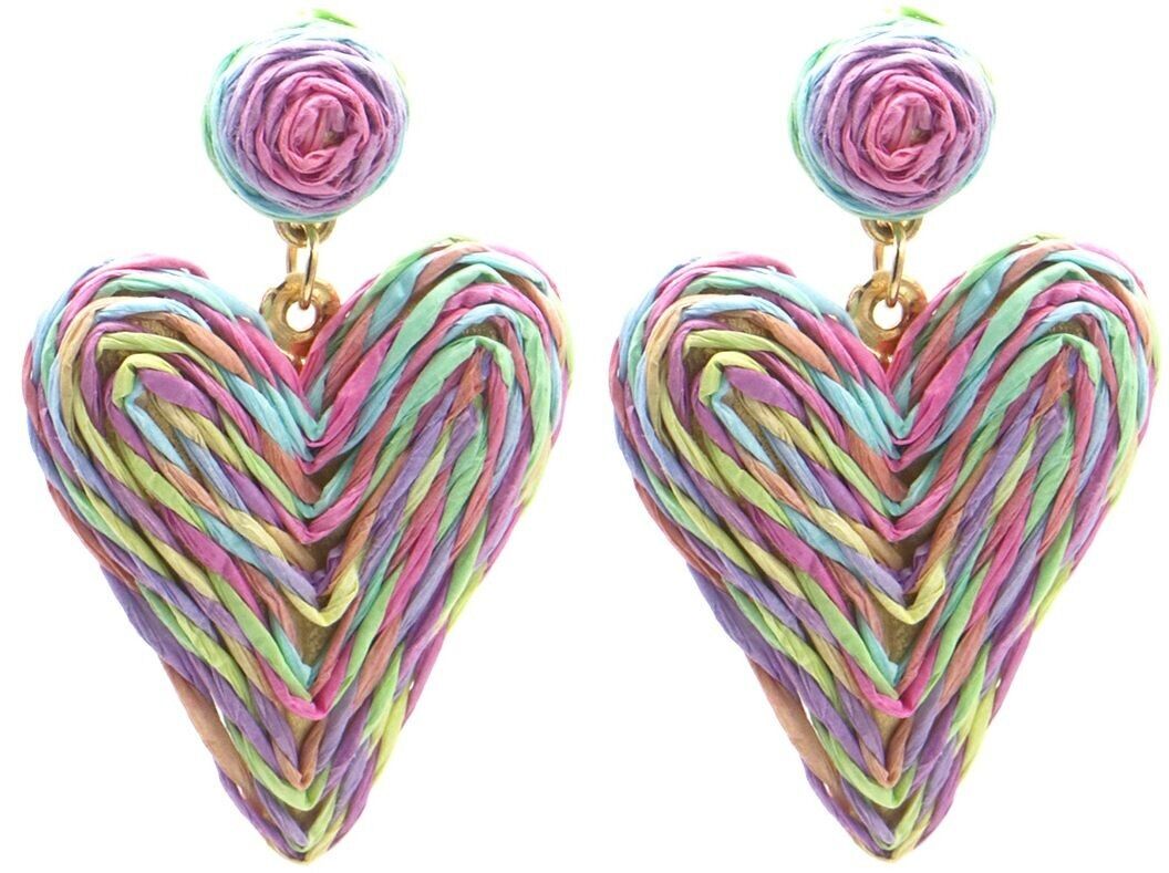 H-A21.1 E1028-009-1 Statement Ohrringe Herz 6x4cm Multi