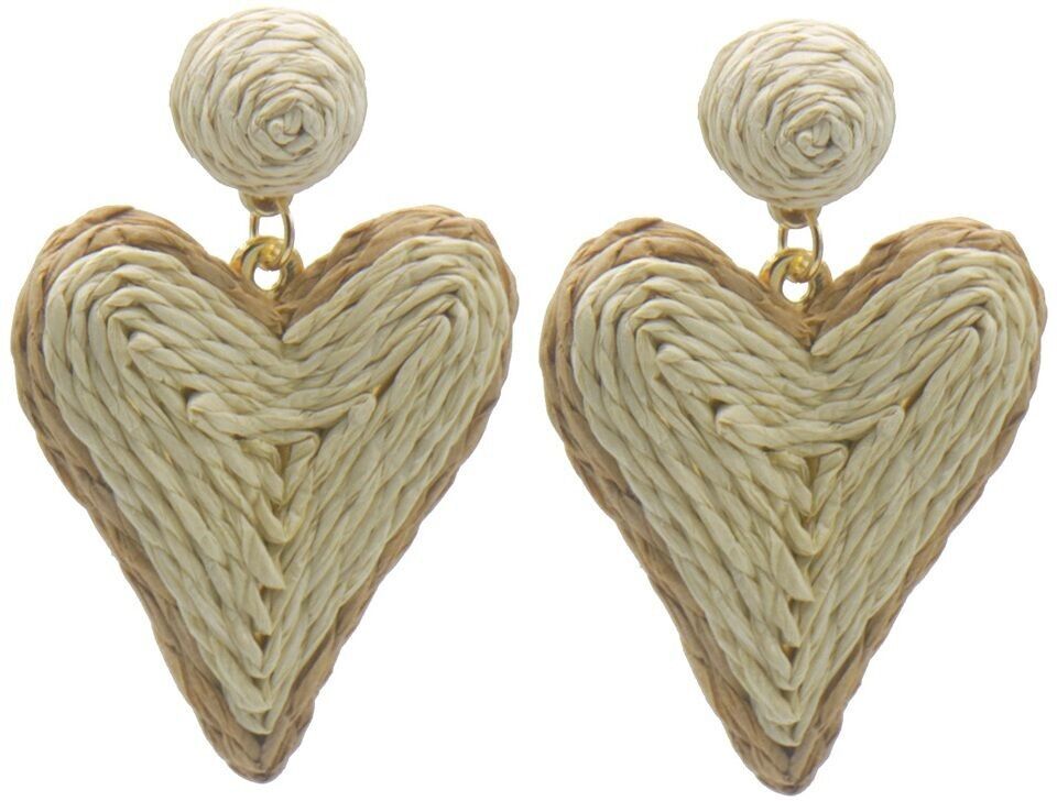 H-B3.3 E1028-009-2 Statement Ohrringe Herz 6x4cm Beige