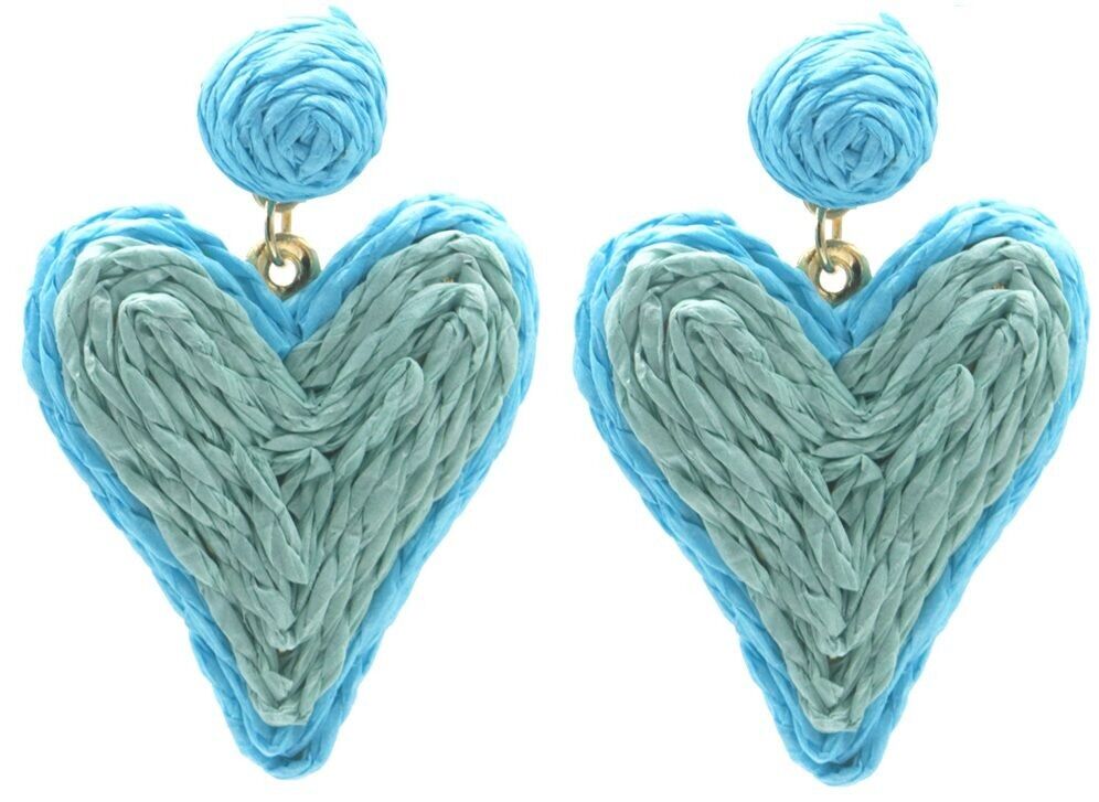 H-B11.2 E1028-009-3 Statement Ohrringe Herz 6x4cm Blau