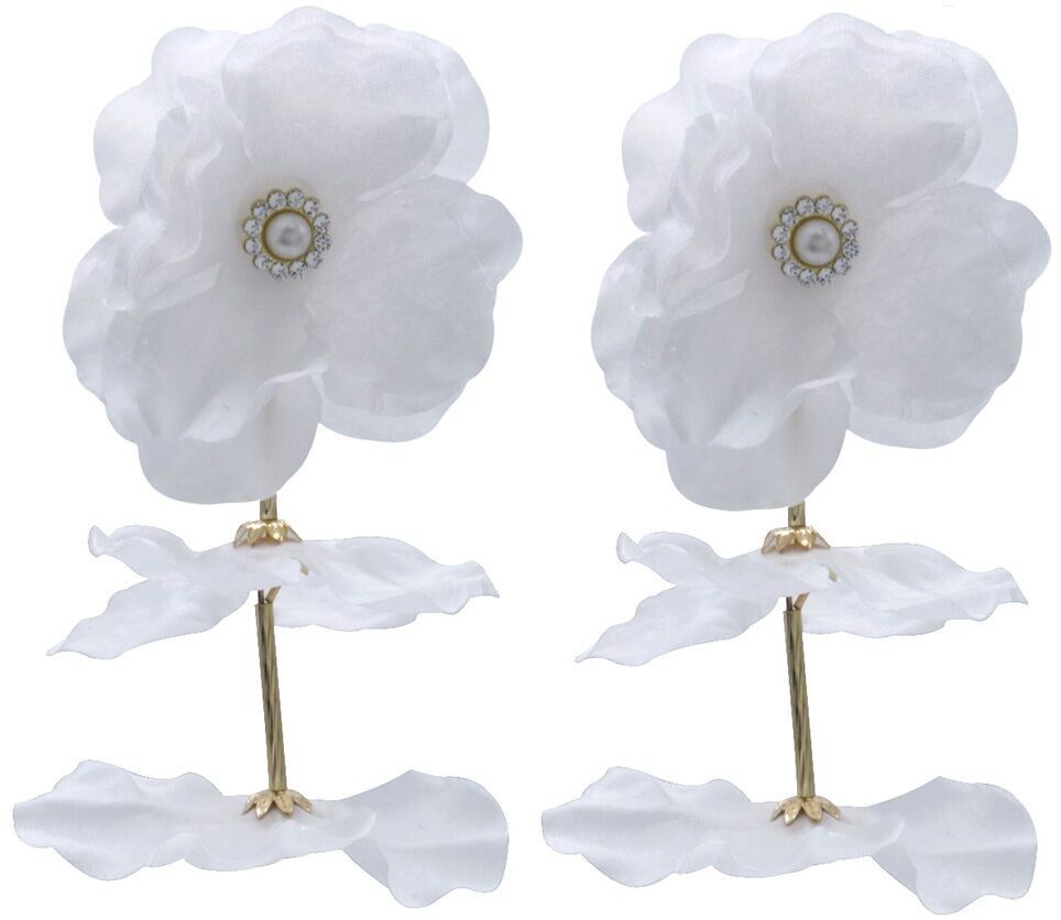 J-A4.3 E1028-010-3 Statement-Ohrringe Blumen 9.5x5cm Weiß