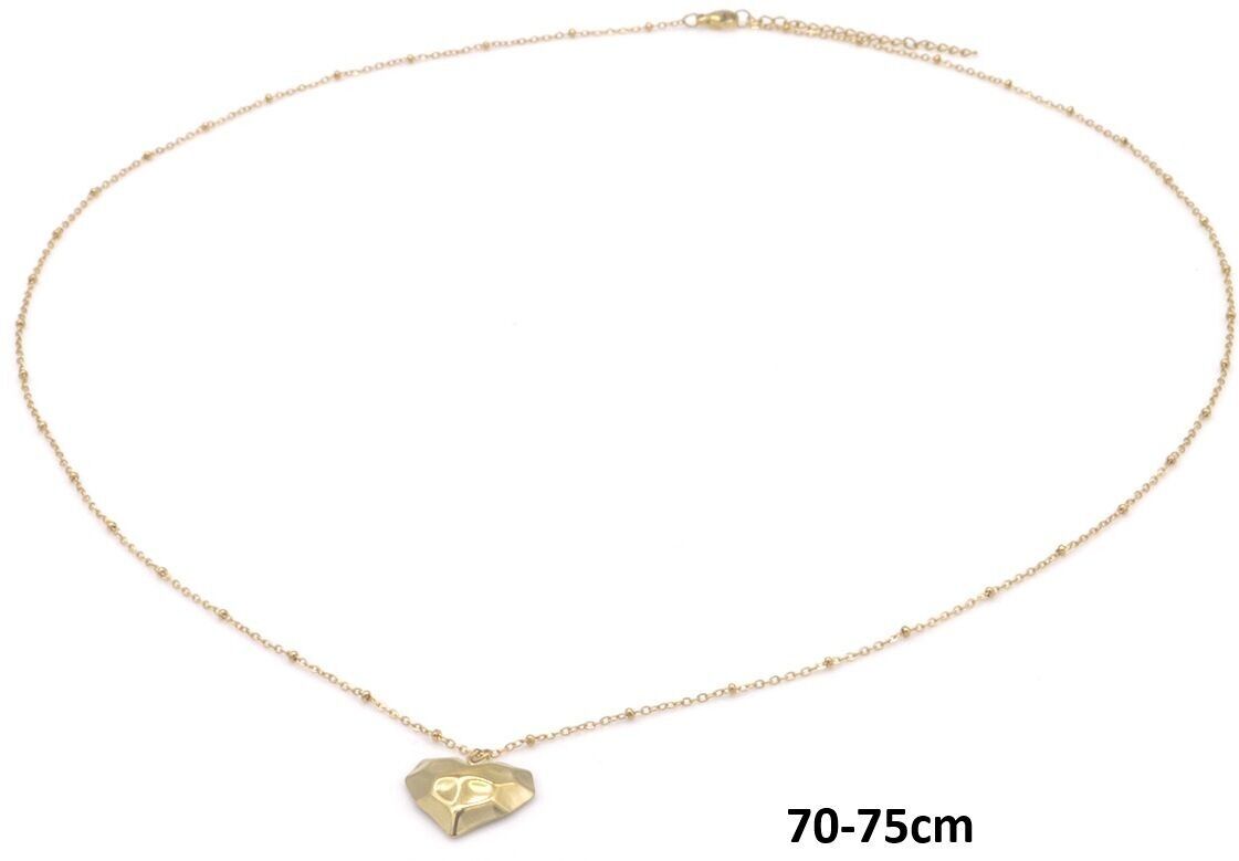 I-D18.3 N2556-054G S.Lange Halskette aus Stahl mit Herz - 70-75 cm