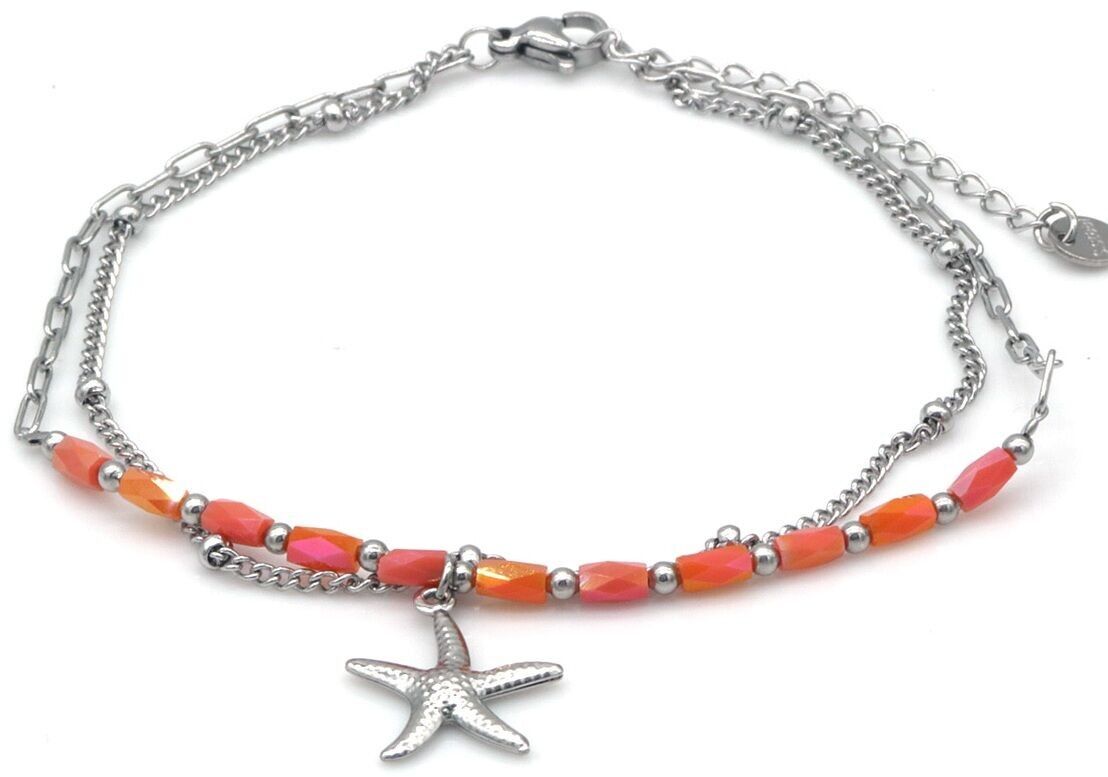 F-F17.3 ANK1036-006S S.Stahl Fußkettchen Seestern