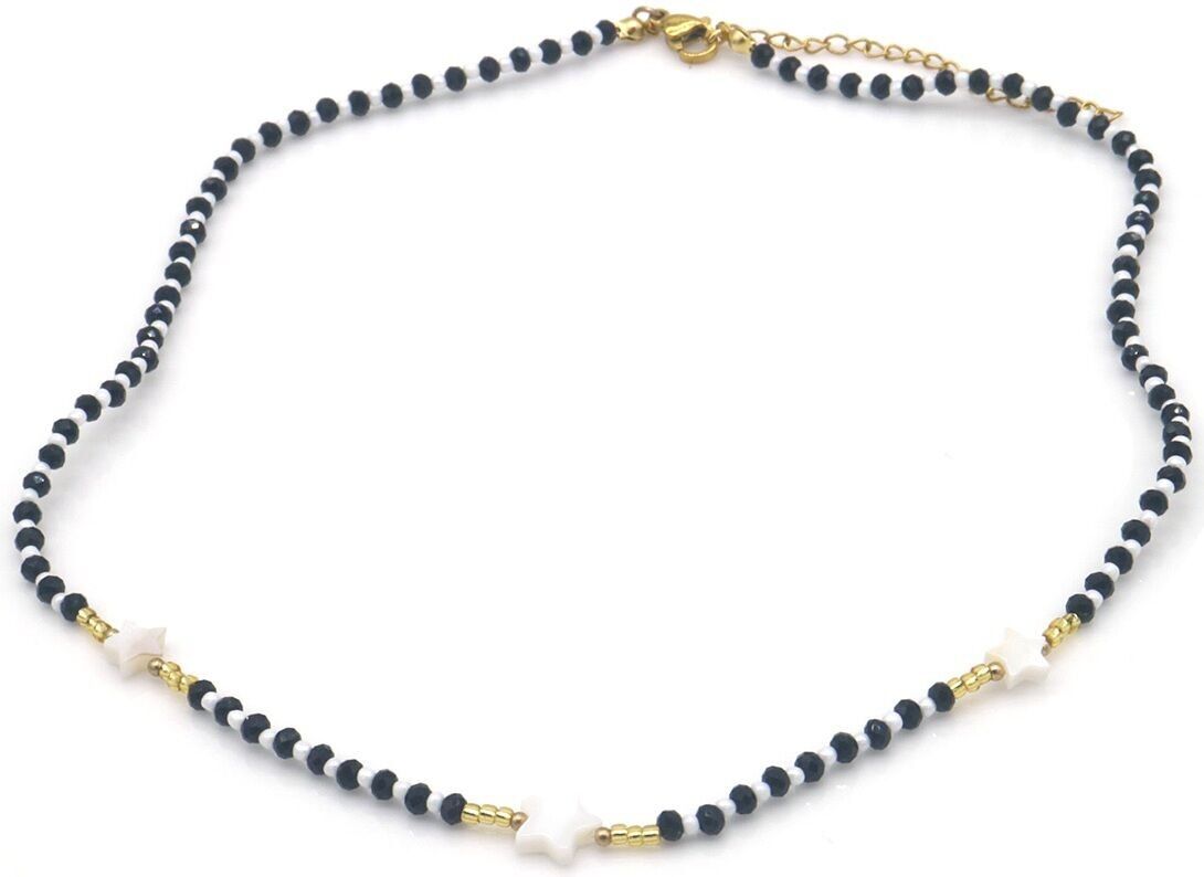 D-B16.3 N1034-003 Fashion Halskette Glasperlen Sterne 40-45cm