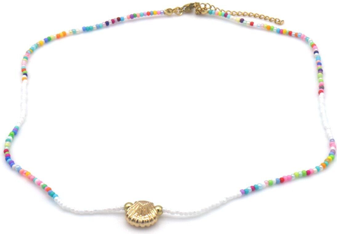 C-A9.3 N1034-005-1 Fashion Halskette Glasperlen Muschel 40-45cm