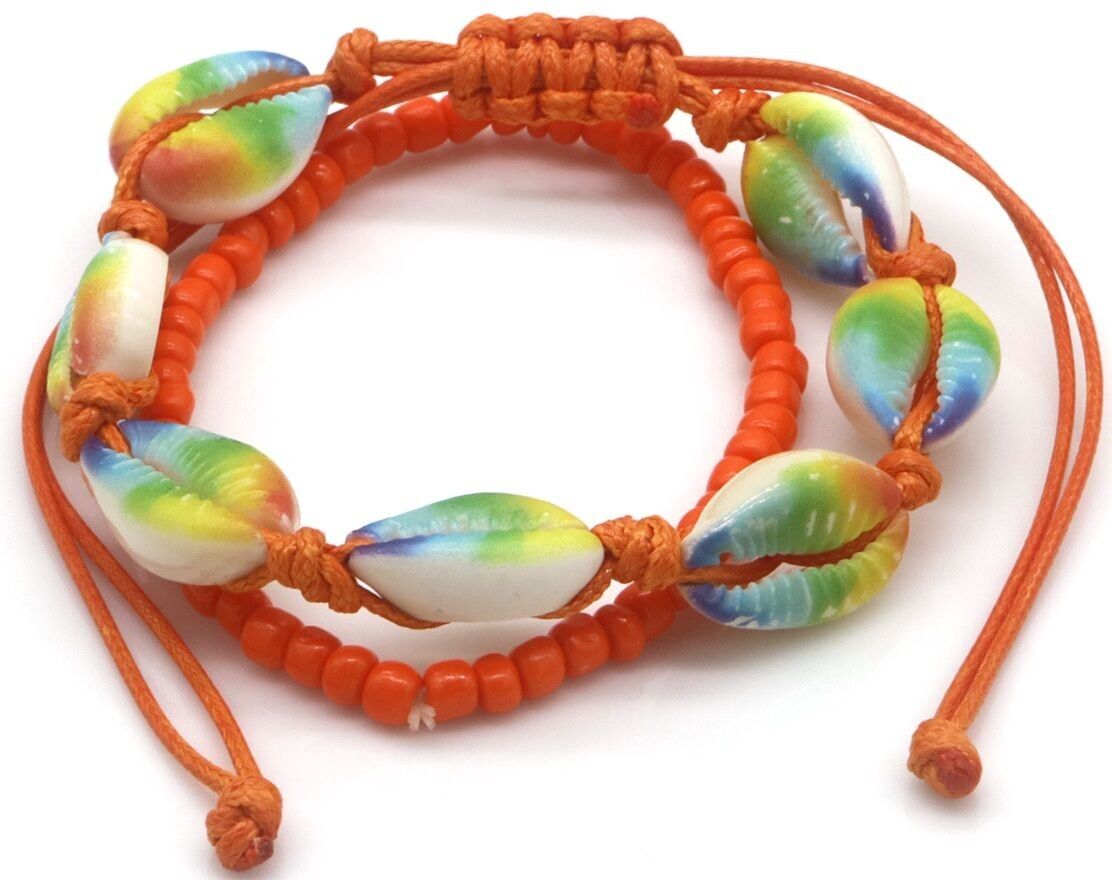 A-A8.1  B2540-016-3 Layered Bracelet Shells Orange