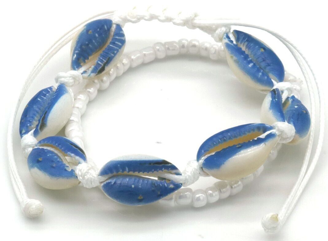 A-A9.3 B2540-016-4 Mehrlagiges Armband Muscheln Weiß