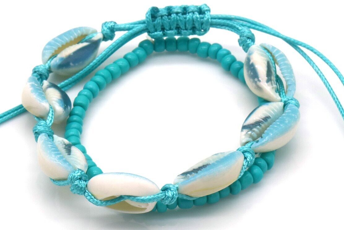 B-A22.1 B2540-016-2 Mehrlagiges Armband Muscheln Blau