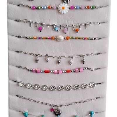 X-I3.1 B831-010S S.Set di bracciali in acciaio in esposizione - 12 pezzi