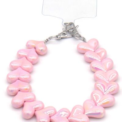 C-E25.2 KEY1026-001-7 Phone Cord Hearts Pink