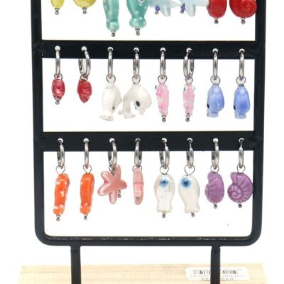 Q-M6.1E936-016S S.Pendientes de acero Sea Life - 12 piezas
