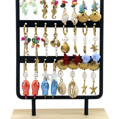 R-H2.1 E936-015G S.Orecchini in acciaio Sea Life - 12 pezzi