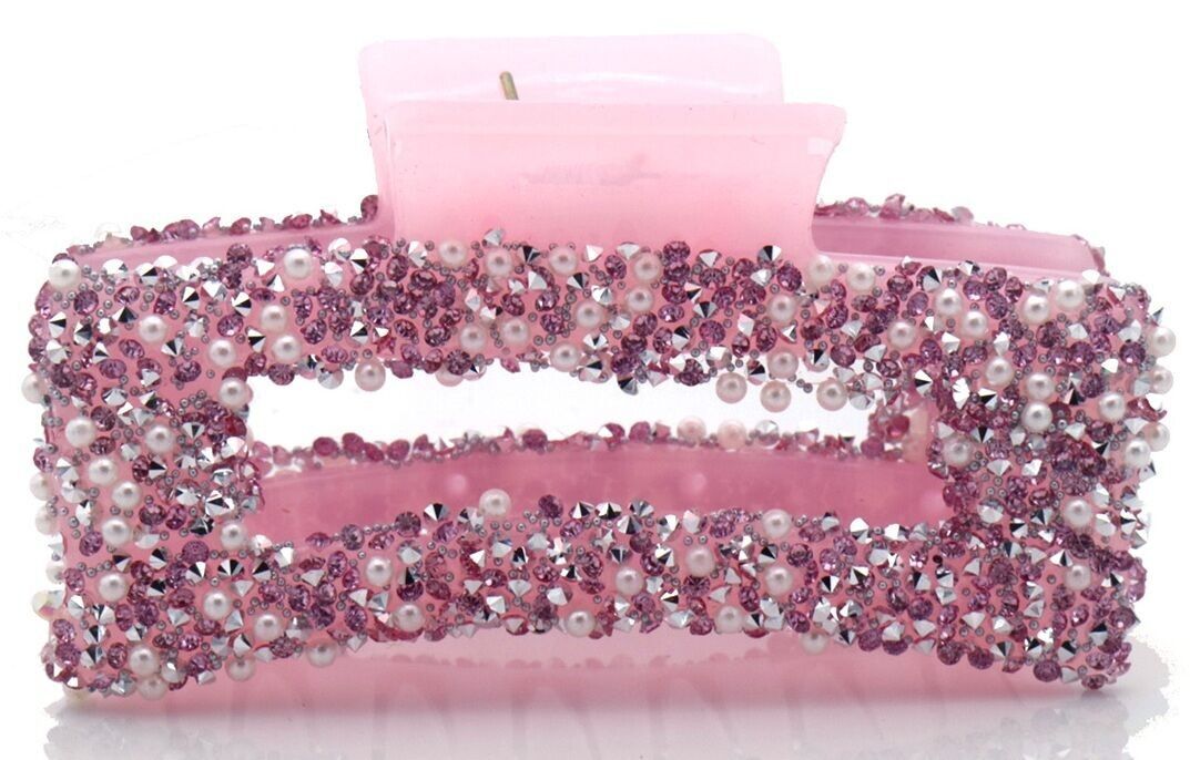 X-F9.2 H918-001-2 Haarklammer Glitzer-Perlen 8.5 cm Rosa