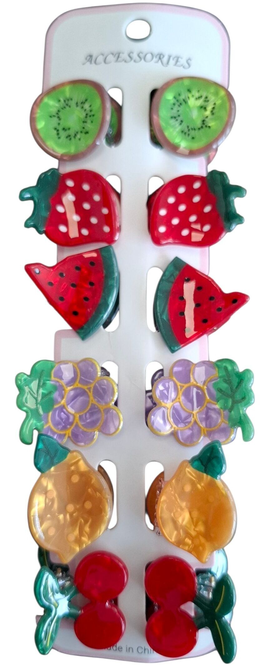 X-O9.3 H1038-012 Haarklammern-Set 3 cm Obst – 12 Stück