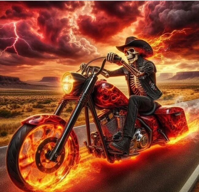 T-L6.2 DP2545033 Diamantmalerei Leinwand 40x30cm - Malerei 35x25cm Biker