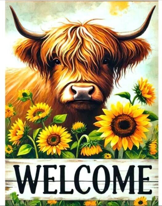 R-O8.1 DP2545019 Diamantmalerei Leinwand 40x30cm - Gemälde 35x25cm Kuh