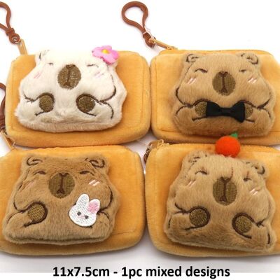 R-O8.2 WALLET1108-001 Monedero de Peluche Carpincho 11x7.5 cm - Diseños mixtos - 1 pieza