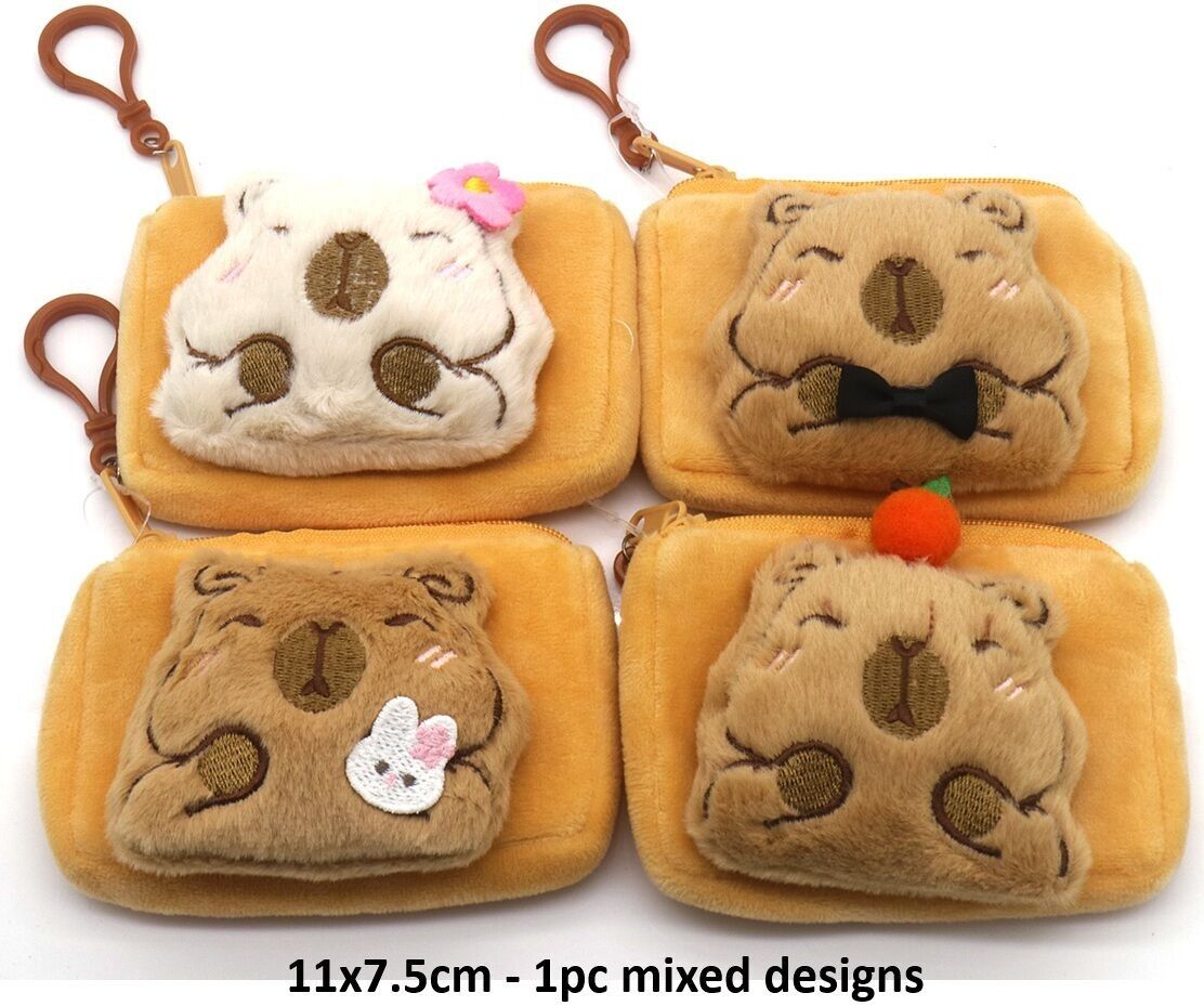 R-O8.2 WALLET1108-001 Portafoglio in peluche Capibara 11x7.5 cm - Disegni misti - 1 pz