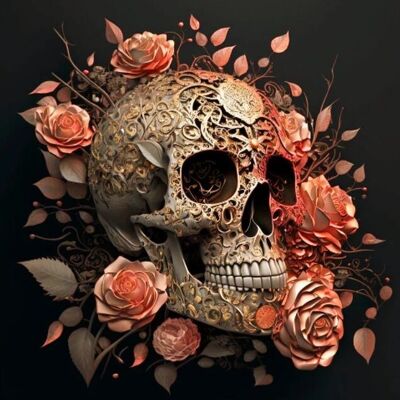 R-E7.1 DP2545027 Diamond Painting Canvas 40x30cm - Painting 35x25cm Skull