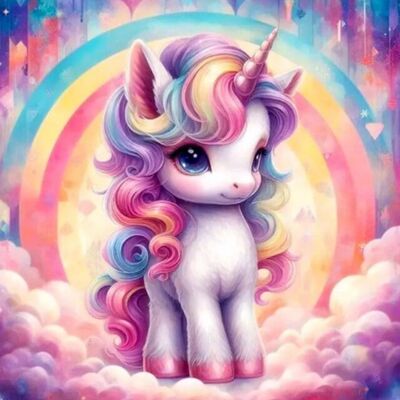 T-J2.2 DP2545012 Diamond Painting -Canvas 30x20cm - Painting 25x15cm Unicorn