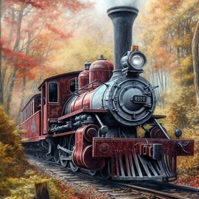 T-P2.2 DP2545032 Diamond Painting Canvas 40x30cm - Painting 35x25cm Train