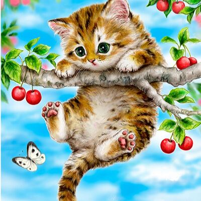 T-N2.1 Q042 Diamond Painting -Canvas 30x20cm - Painting 25x15cm Cat