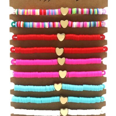 D-B21.1 B2532-003 Bracelet Set Surf Beads - Heart 12pcs