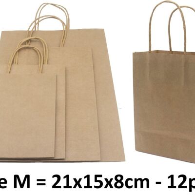 T-P7.1 PK1009-005M Paper Gift Bag Size M 21x15x8cm - 12pcs