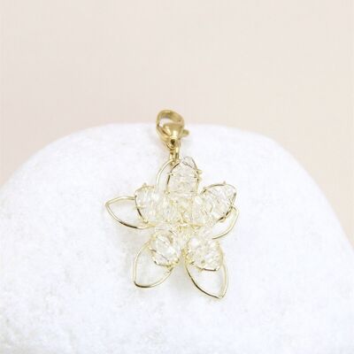 Flower Charm Pendant in Pearls and Stainless Steel - Floral Elegance