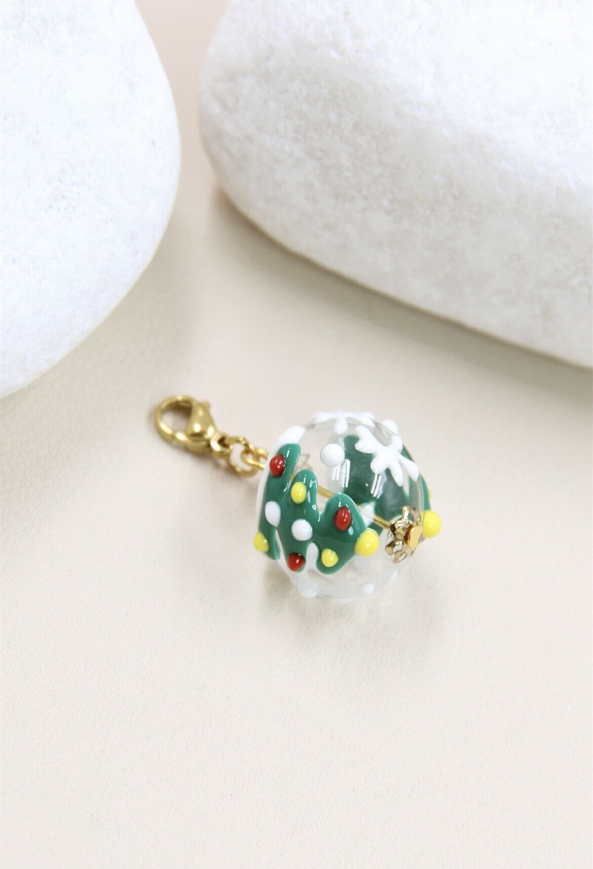 Glass Christmas Bauble Charm Pendant - Festive and Elegant