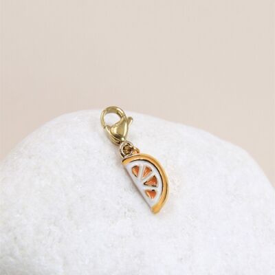 Orange Enameled Stainless Steel Charm Pendant