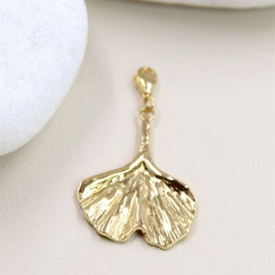 Stainless Steel Ginkgo Leaf Pendant - Natural Elegance