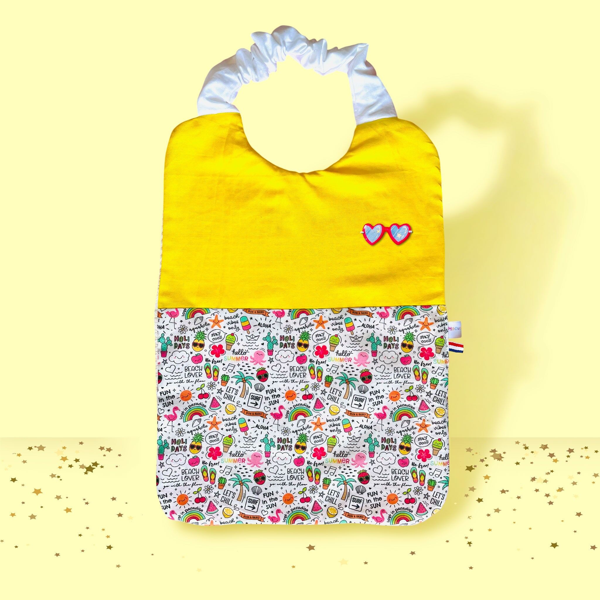 Großes elastisches Lätzchen fürs Kinderzimmer, Kantinenserviette. Hergestellt in Frankreich – SOMMER