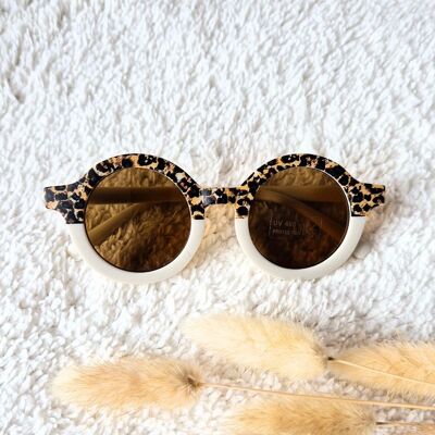 Gafas de sol redondas UV400 para bebés y niños - Blanco/Leopardo