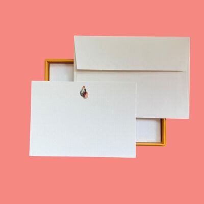 Juego de tarjetas con diseño de concha y sobres verjurados